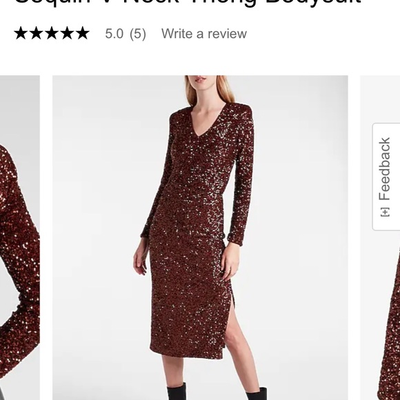 Brown Sequin V-Neck Thong Bodysuit from Express, NWT - Picture 4 of 6